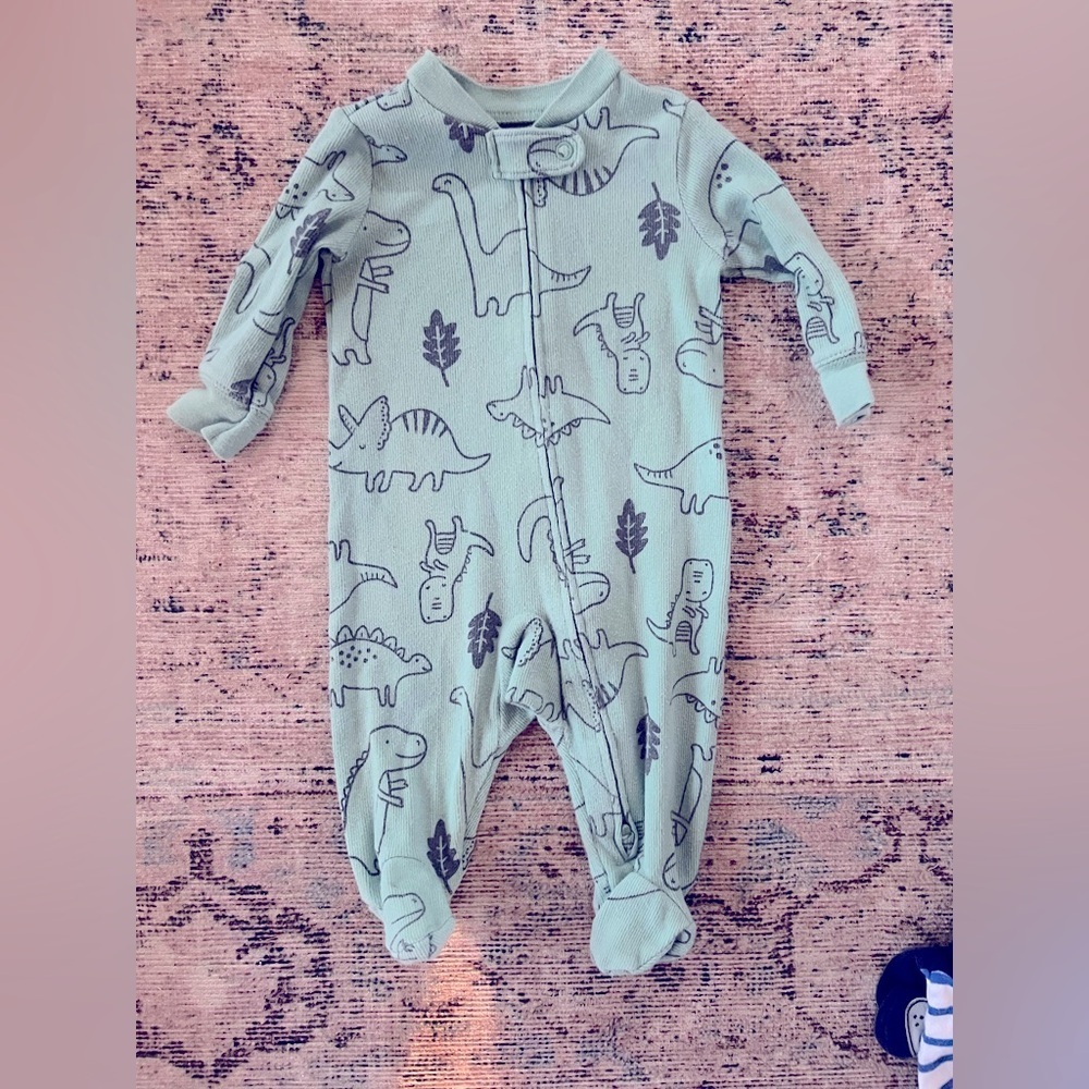 Carter's Dino Print Footie - Mint Green